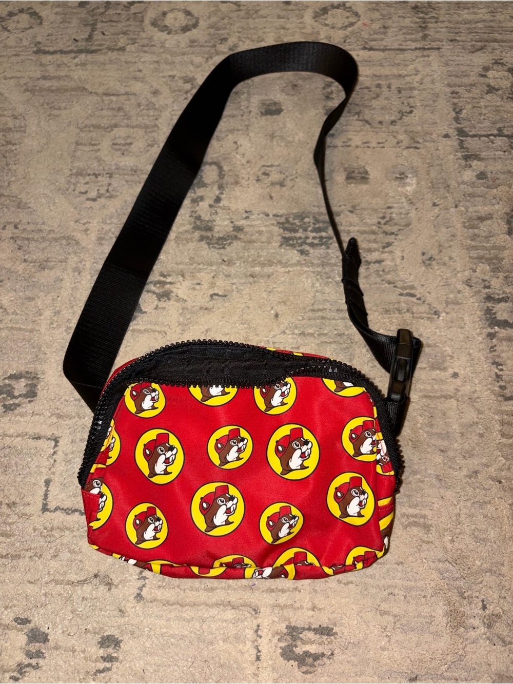 Red Novelty Belt Bag with Character Pattern